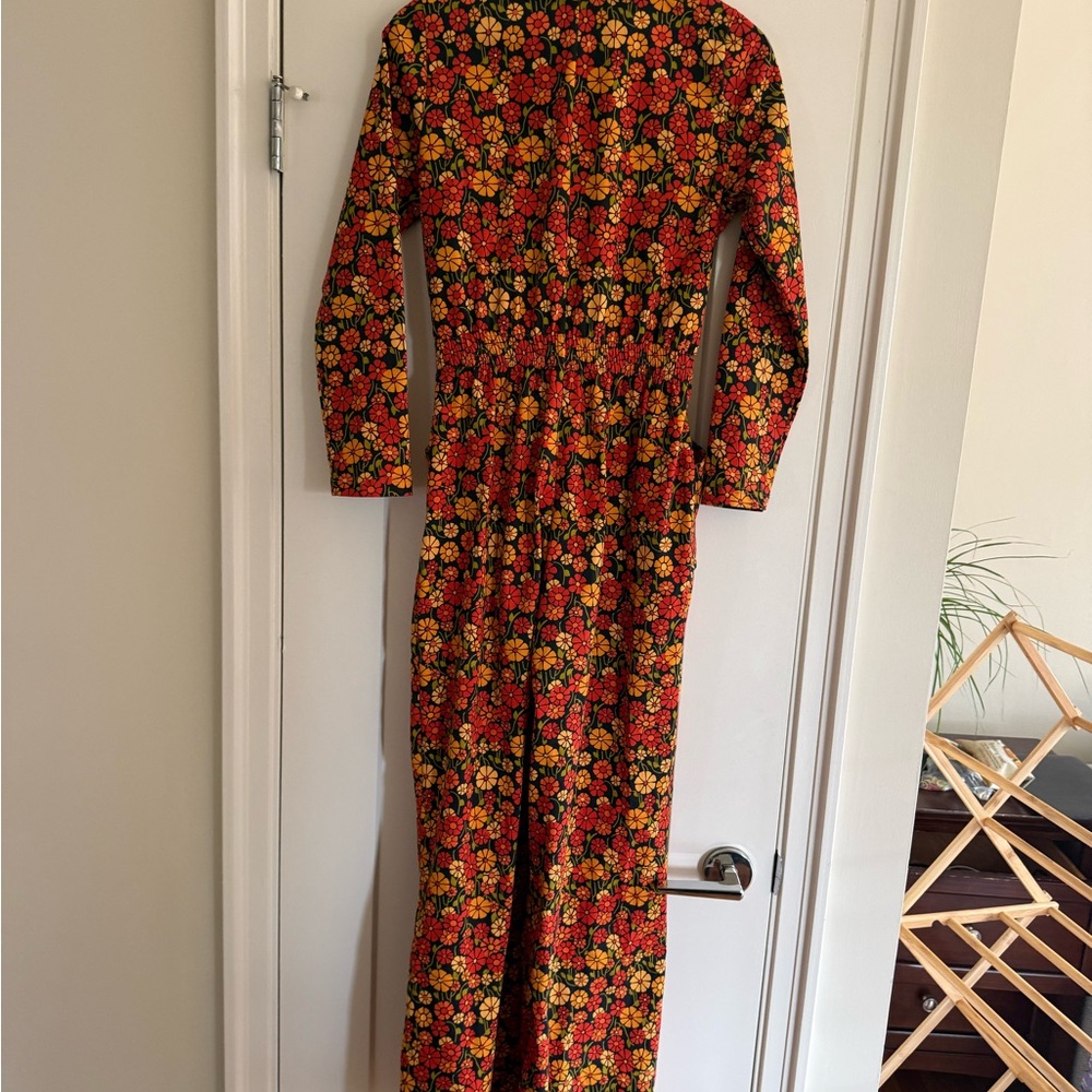 Floral Zip-Front Jumpsuit in Orange & Yellow - Picture 4 of 10